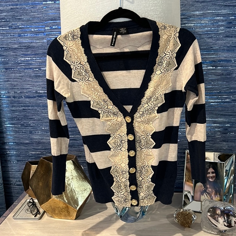 Charlotte Tarntola striped lace cardigan - Picture 1 of 6